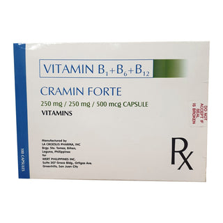 Cramin forte is a vitamin B complex containing a high potency formulation of three neurotropic B1, B6 and B12.